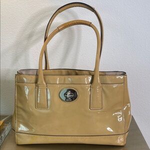 Coach Tan Patent Leather Tote
